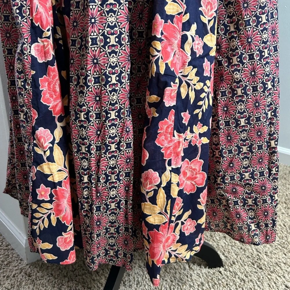 Free People Navy and Pink Floral Long Sleeve Dress - Picture 4 of 11